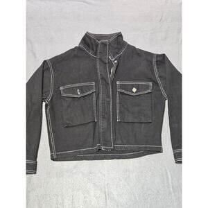 Haute Monde Jacket Womens Small Black Denim Full zip and Button Jacket